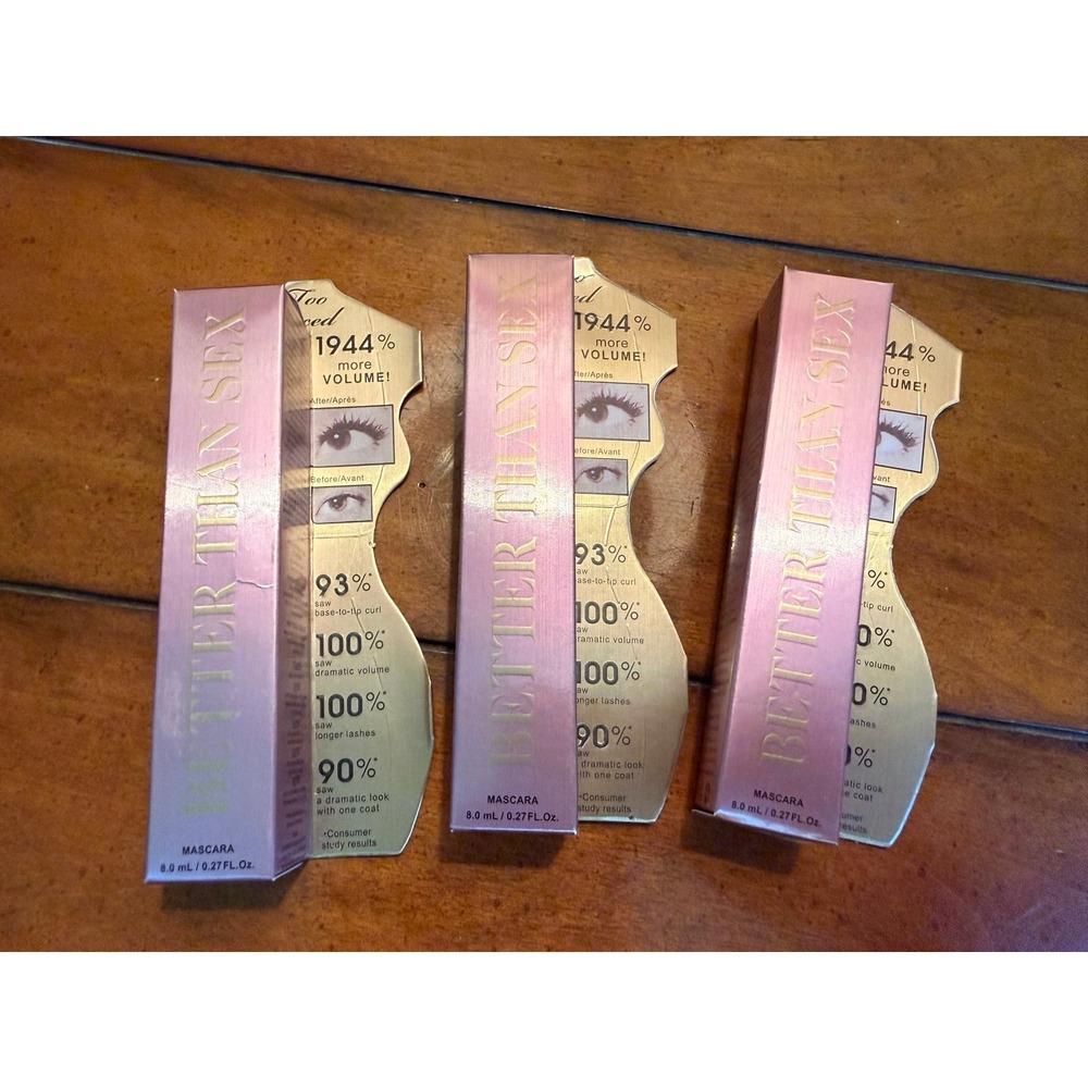 Too Faced ( Better Than Sex ) mascara FULL SIZE  8.0mL LOT OF 3 !